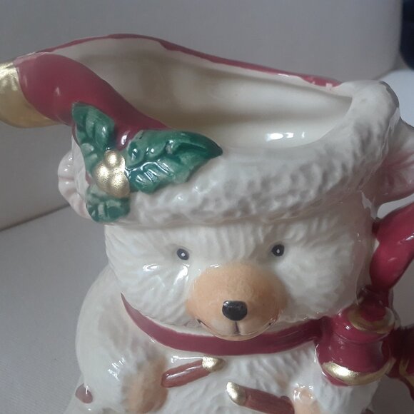 FITZ & FLOYD Christmas Teddy Bear Porcelain Pitcher - Picture 11 of 13